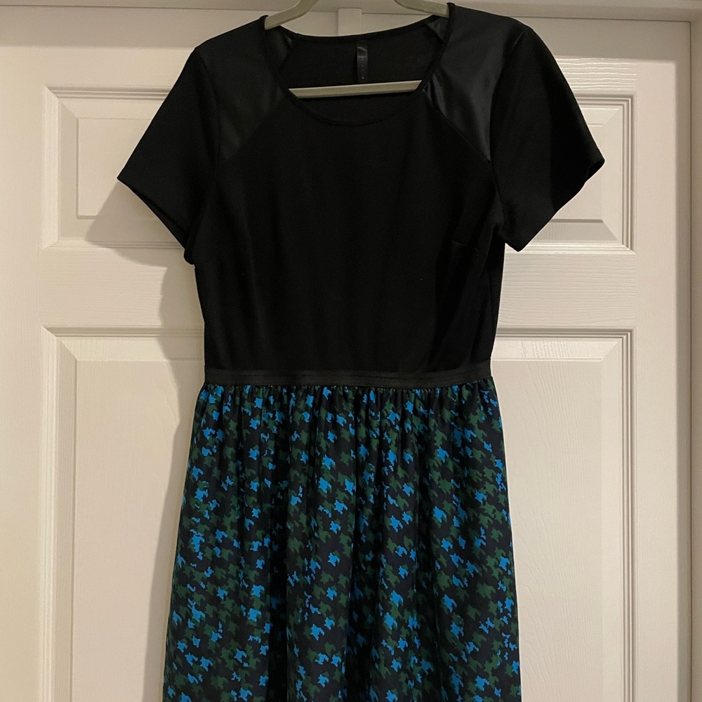 Black and Blue Women's mini houndstooth Dress